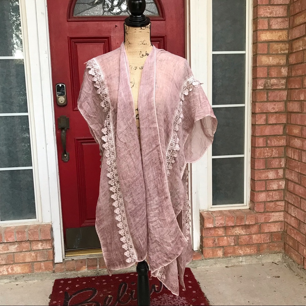 New Kimono in Rose, coverup or sarong. Also worn with shorts or jeans. Adorable.